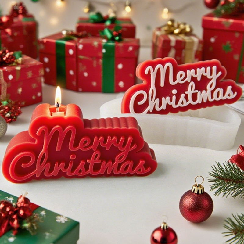 Candle Fragrance Supplies - 1 Buah, Cetakan Silikon Alfabet Natal