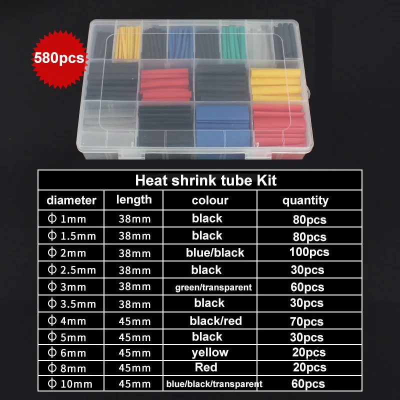Shrink Sleeve Pvc - 580 buah/set 2:1 penyusutan tahan air