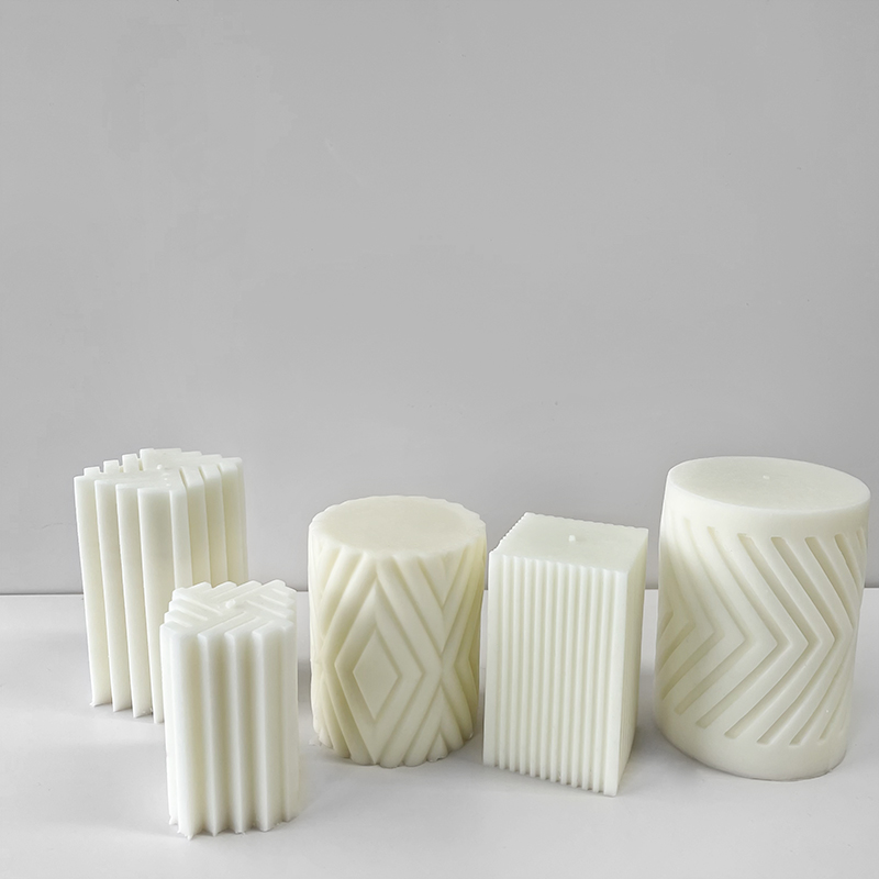 Candle Fragrance Supplies - Cetakan silikon lilin beraroma silinder geometris,